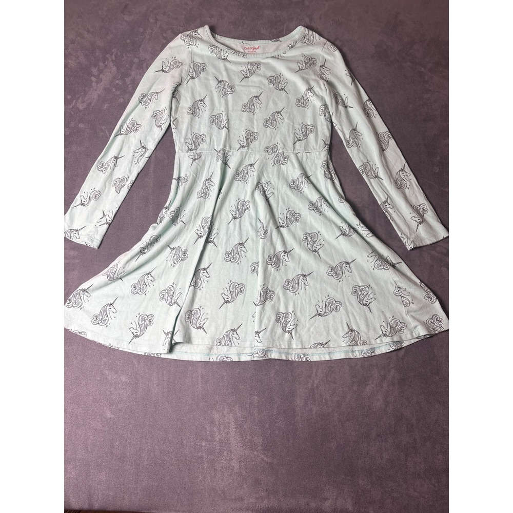 Mint Green Unicorn Long Sleeve Knit Skater Dress